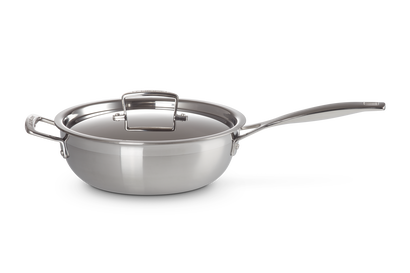 Antihaftbeschichtete Sautépfanne mit Gegengriff aus 3-ply Edelstahl mit Deckel