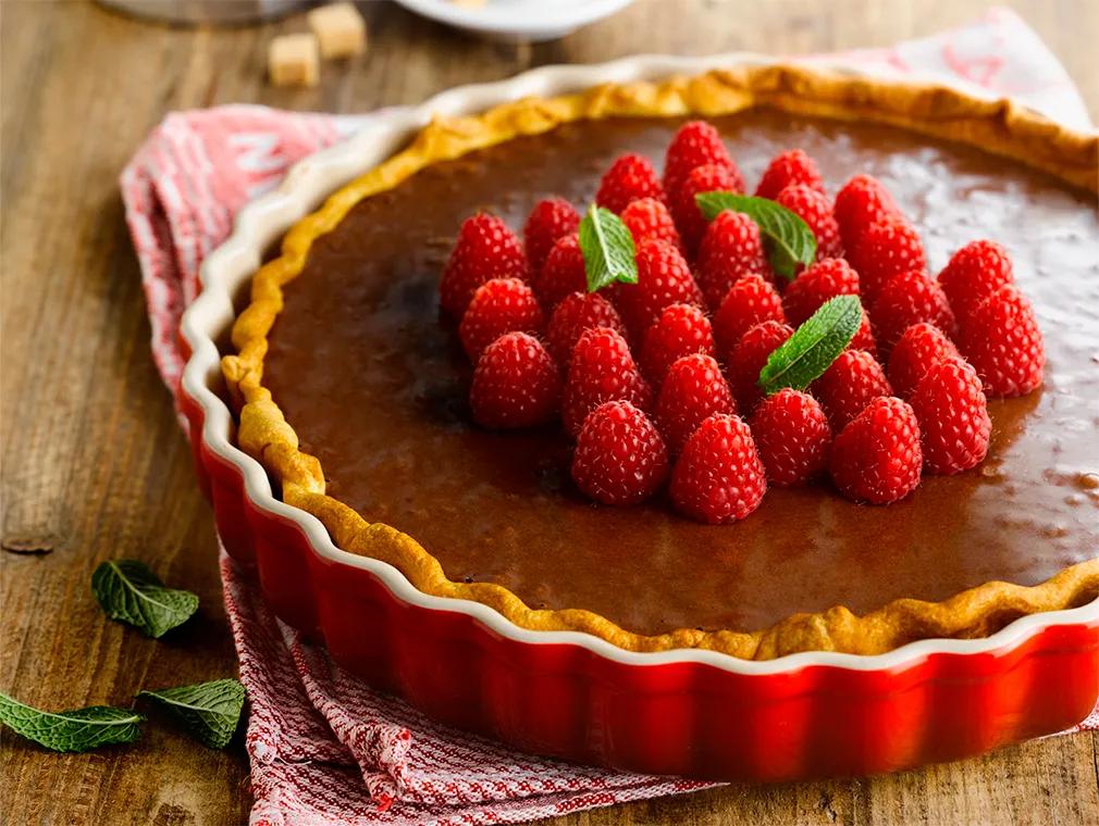 Schokotarte mit Himbeeren