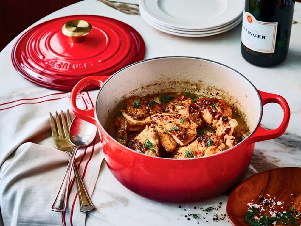 Coq Au Vin mit Sekt