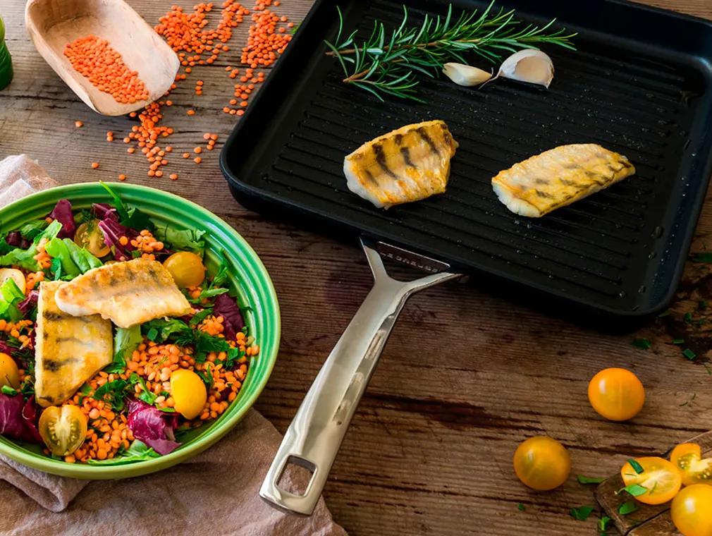 Kabeljau mit Linsen-Blattsalat