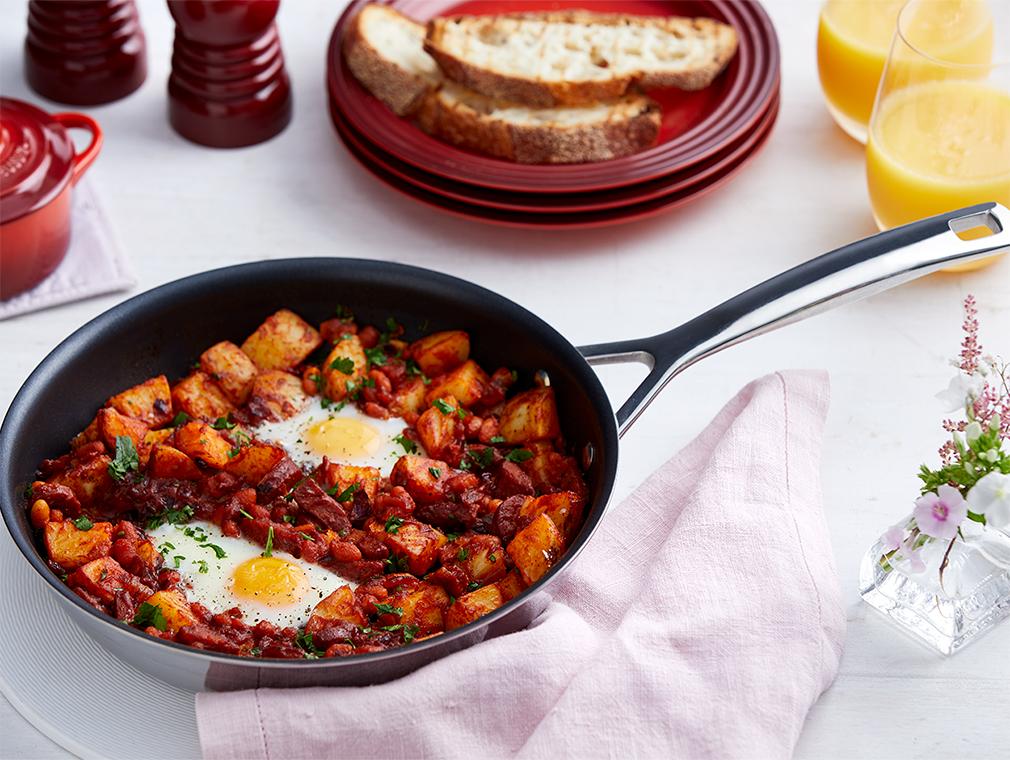 Bratkartoffeln mit Chorizo und Bohnen