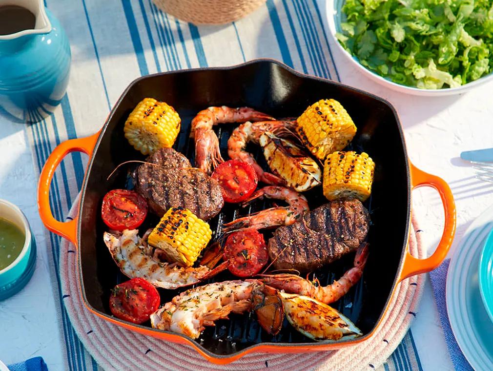 Surf & Turf mit sommerlichem Grillgemüse