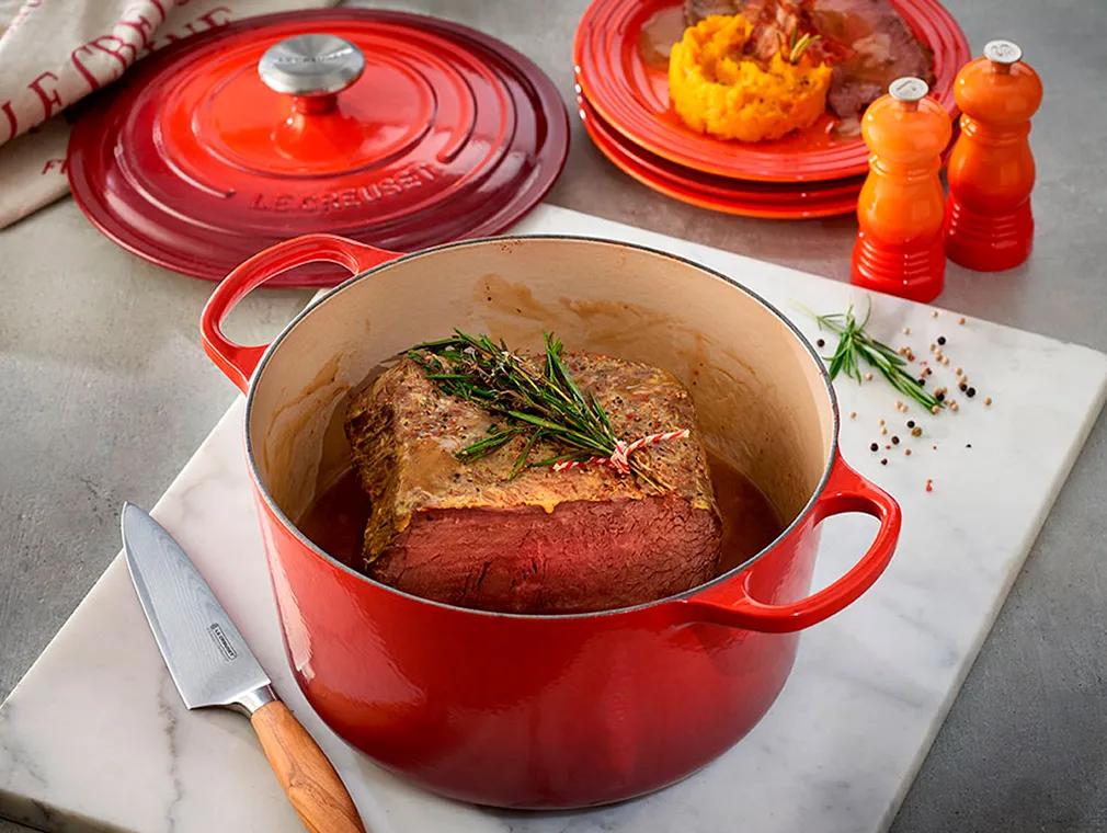 Ofen-Entrecote mit Earl Grey-Portweinsauce und Kürbis-Selleriestampf