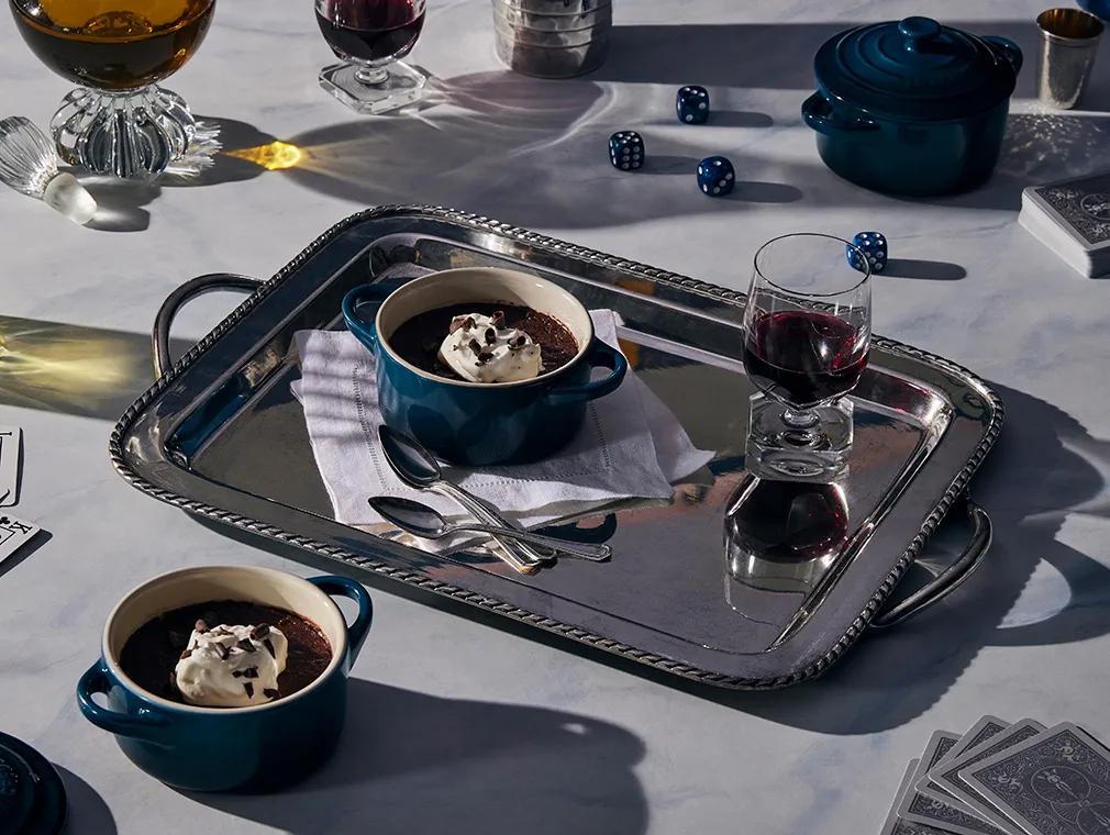 Pots de Crème mit dunkler Schokolade und Rotwein